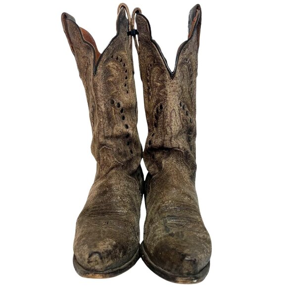 DAN POST Embellished Charisma Studded Leather Cowboy Boots 8 Snip Toe Boho Heel - Picture 3 of 7